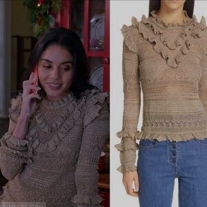 ULLA JOHNSON AUSTEN RUFFLE SWEATER IN GOLD Size M